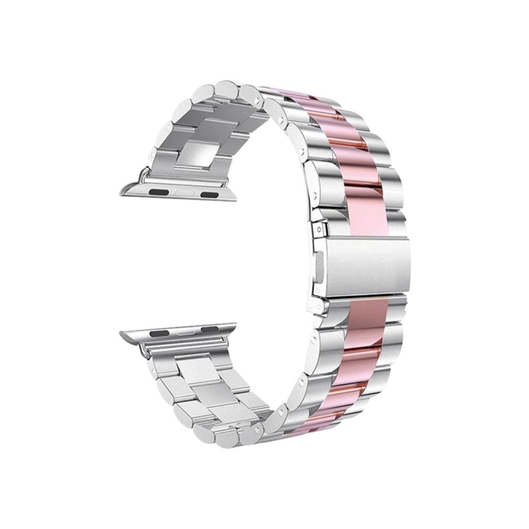 Apple Watch Metal Band with Bracelet Clasp | Pink/Silver | 38mm 40mm 42mm 44mm
